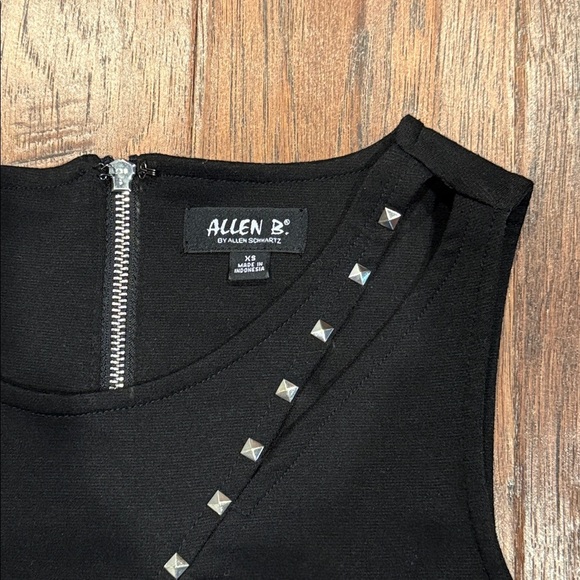 XS ALLEN B. Black Business Mini Dress with Silver Studs - Picture 5 of 10